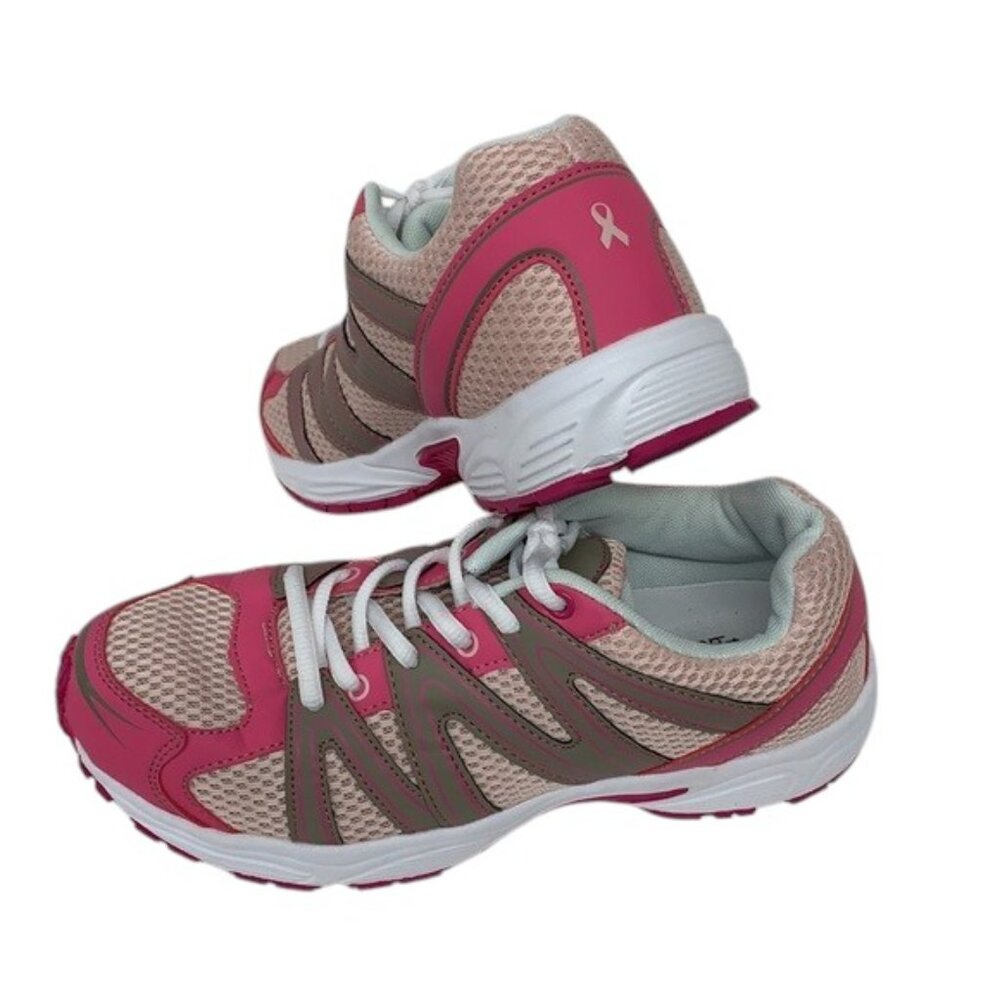 Breast Cancer Awareness Pink Gray Wht Ribbon Shoes - Picture 3 of 11